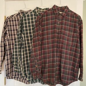 3 Eddie Bauer Men's Plaid Button Down Shirts - size Medium